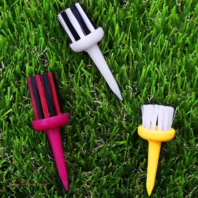 6 Pieces Golf Tees Low Resistance Golf Tees Plastic Long Ball Base Brush Support Tees Set for Long Distant Hit Training