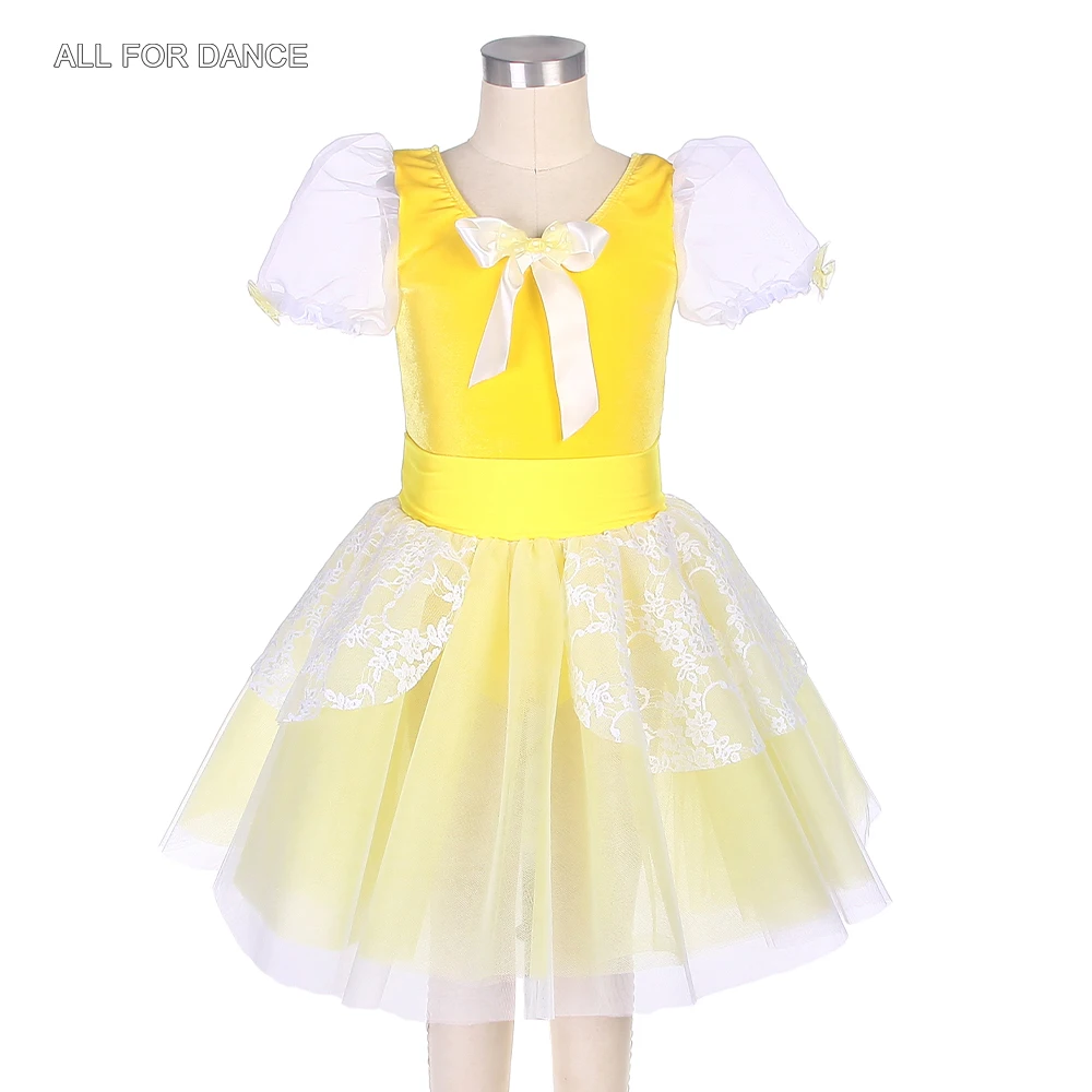 

22140 Puff Sleeves Yellow Romantic Dance Costumes Girls & Women Stage Performance Dance Costume Ballet Tutu Dancewear
