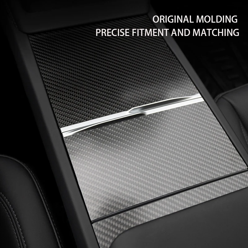 100% Real Carbon Fiber ultra thin center console cover For Tesla Model 3 Y 2021-24 Highland Central Control push-pull use