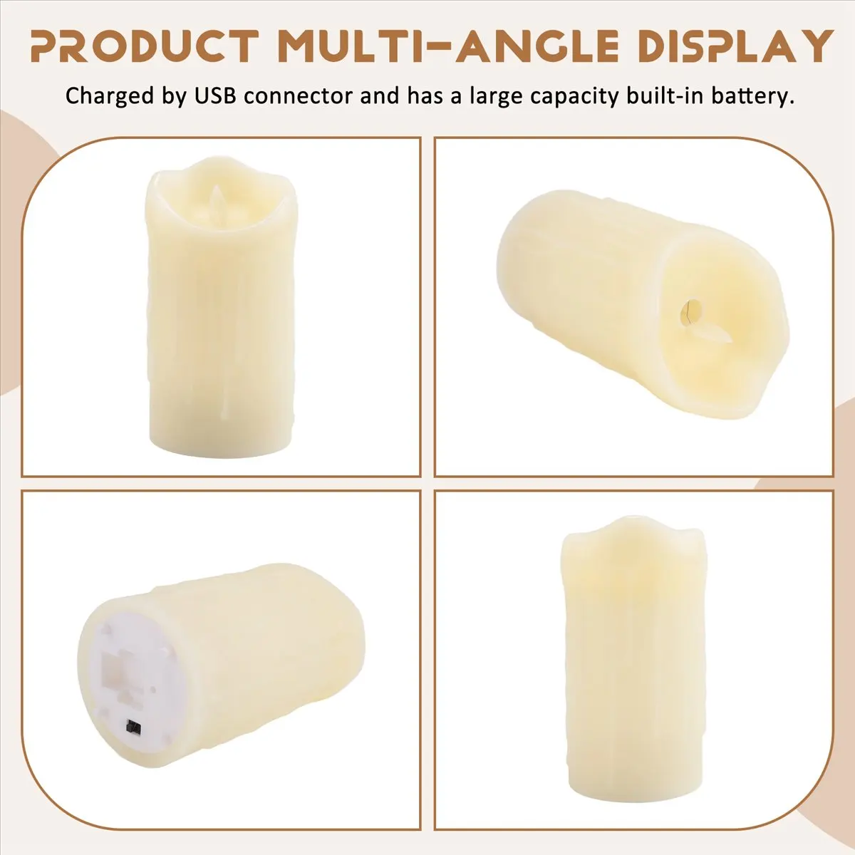 ABFS LED Candles, Flickering Flameless Candles,Rechargeable Candle, Real Wax Candles with Remote Control,15cm