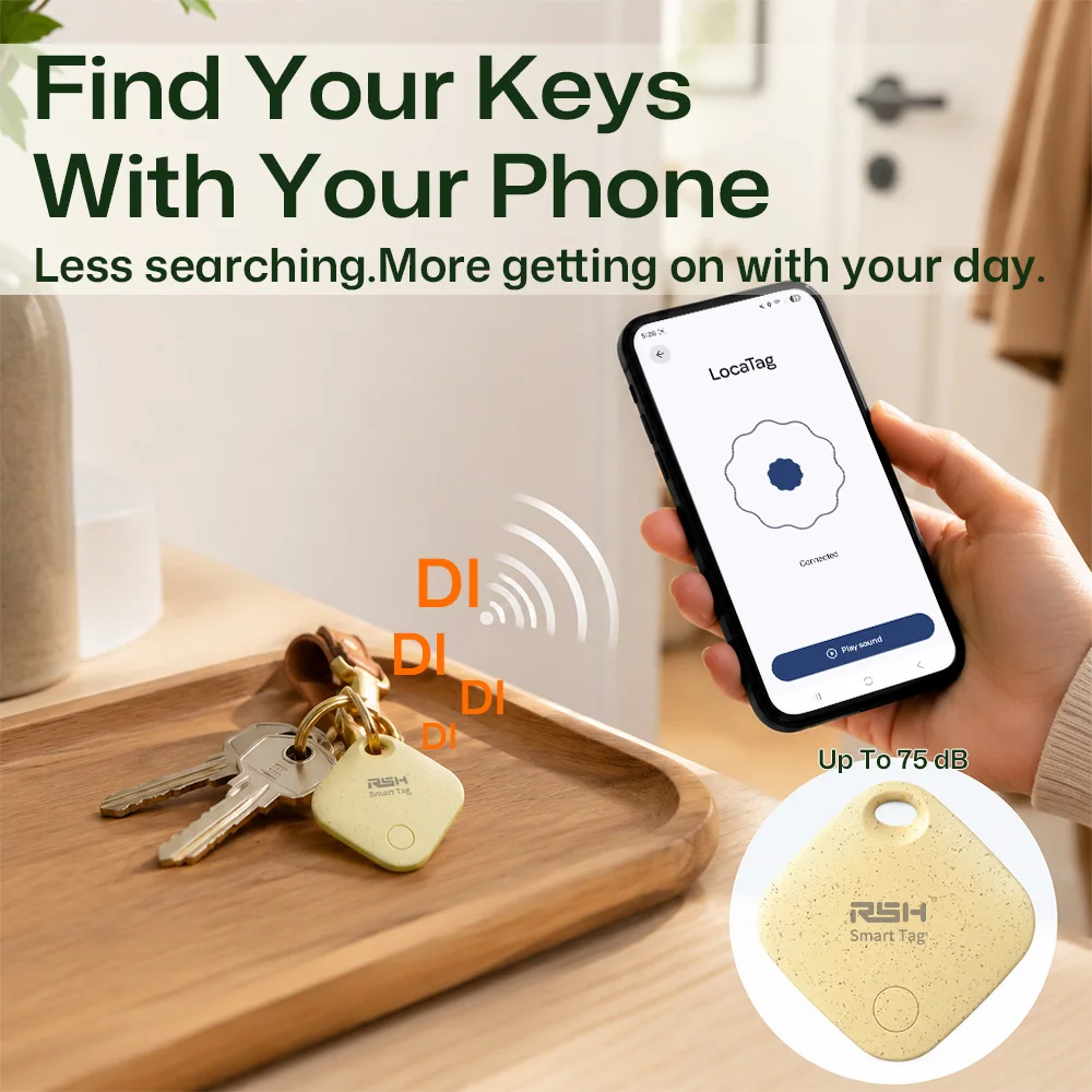 RSH Smart GPS Tracker for Android Google Certified Tag for Google's Find Hub App Global Locator for Xiaomi Overseas Samsung