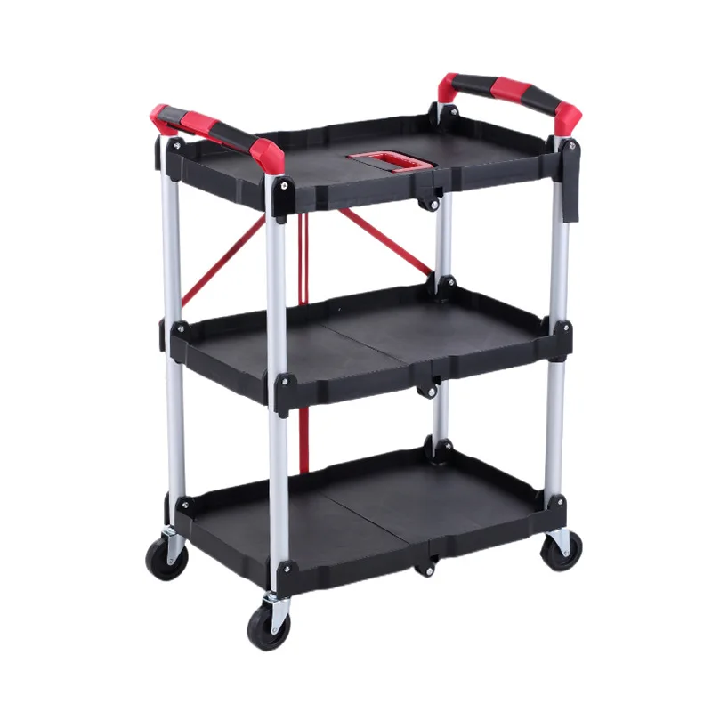 Factory Direct 2026 Custom Folding Trolley Plastic Portable Dining Car Stall Silent Camping