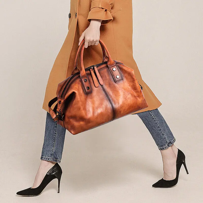 Torebka Vintage prawdziwa skórzana torba damska duże miękka skóra bydlęca ramię i torby Crossbody