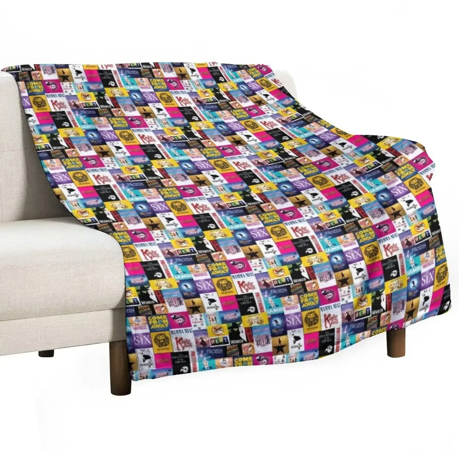 Musical Collage Throw Blanket Decorative Beds Furrys Plaid on the sofa Luxury Thicken halloween Travel Blankets
