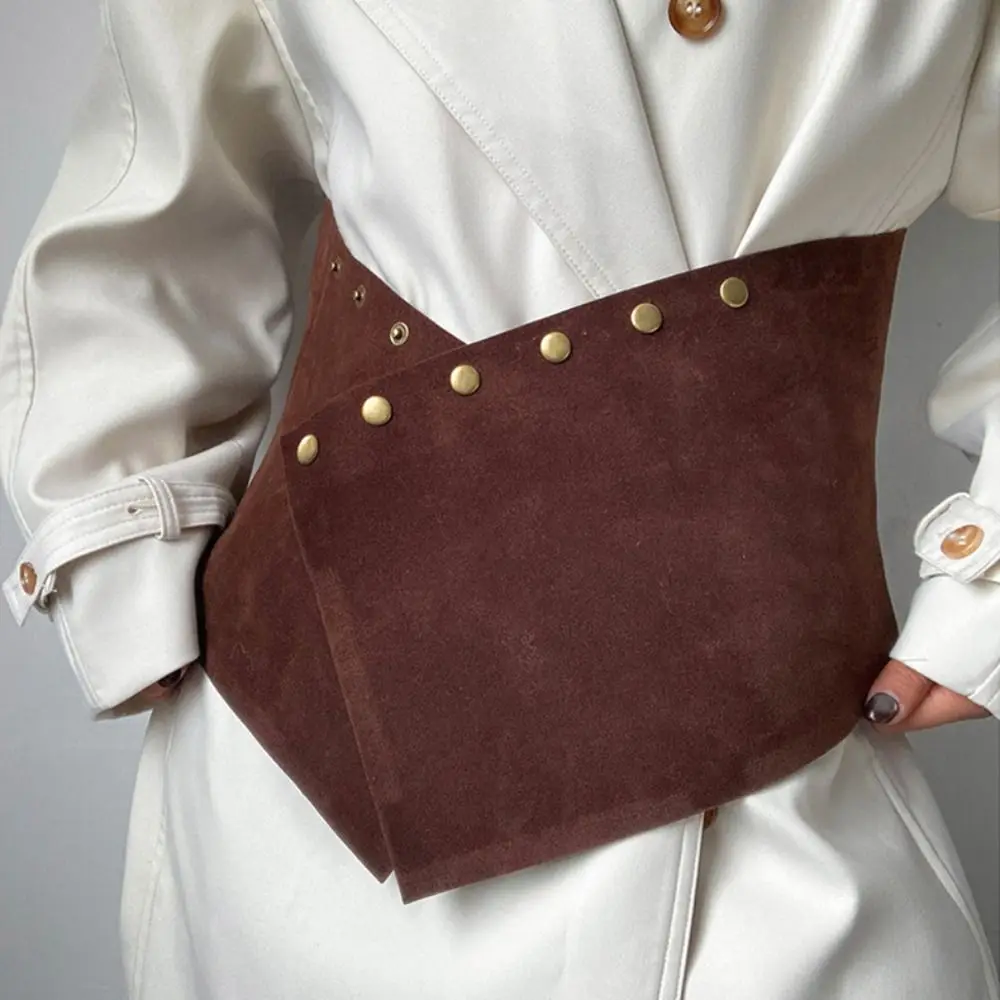 

Irregular Suede Leather Belt Luxury Design Versatile Women Waist Belt Maillard Retro Ultra-wide Waistband Waist Decoration
