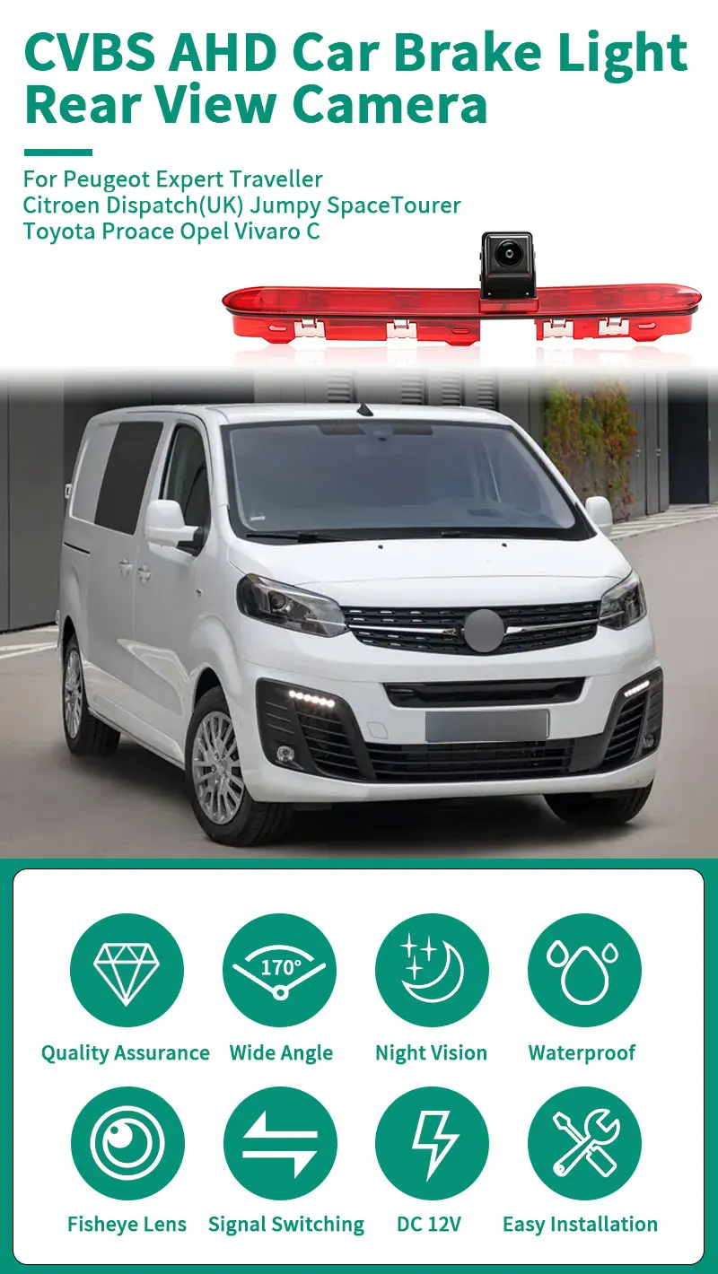 AHD Auto-Bremslichtkamera für Peugeot Expert Traveller, Citroen Dispatch (UK), Jumpy, SpaceTourer, Toyota Proace, Opel Vivaro C – Detail 2