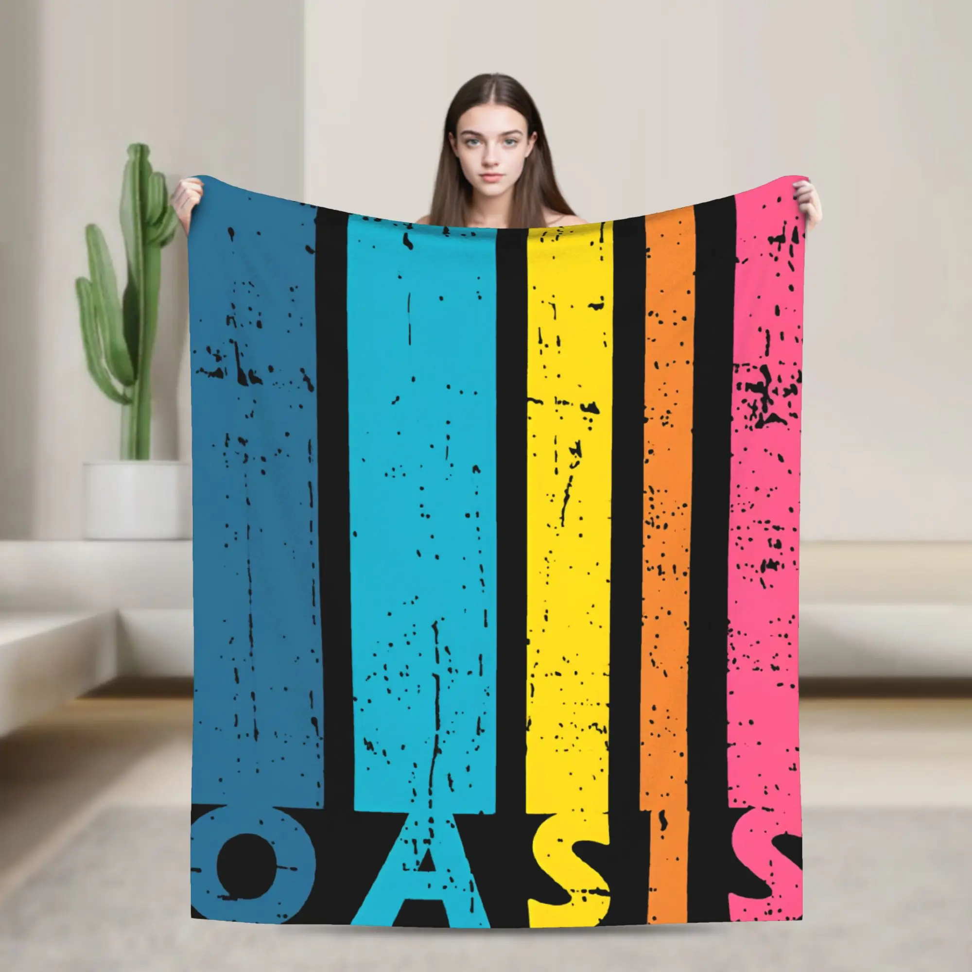 O-Oasis Rock Music Fleece Throw Blanket  Blankets for Bedding Car Lightweight Bedroom Quilt