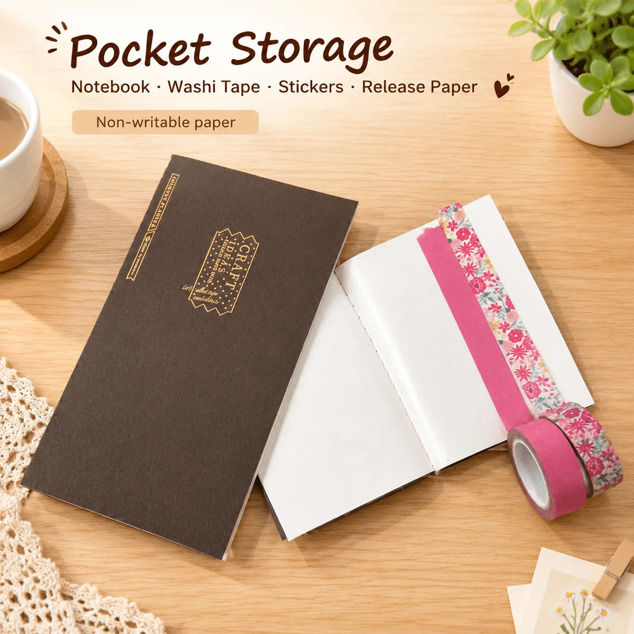 Fromthenon Release Paper Sticker Album Tape Sticker Storage Notebook Portable Collecting Book for Journal Scrapbooking DIY Craft