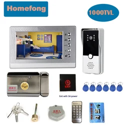 Homefong  Video Intercom With Lock 7 Inch Waterproof Doorbell Camera  Video Door Phone Door Access Control System Unlock Night