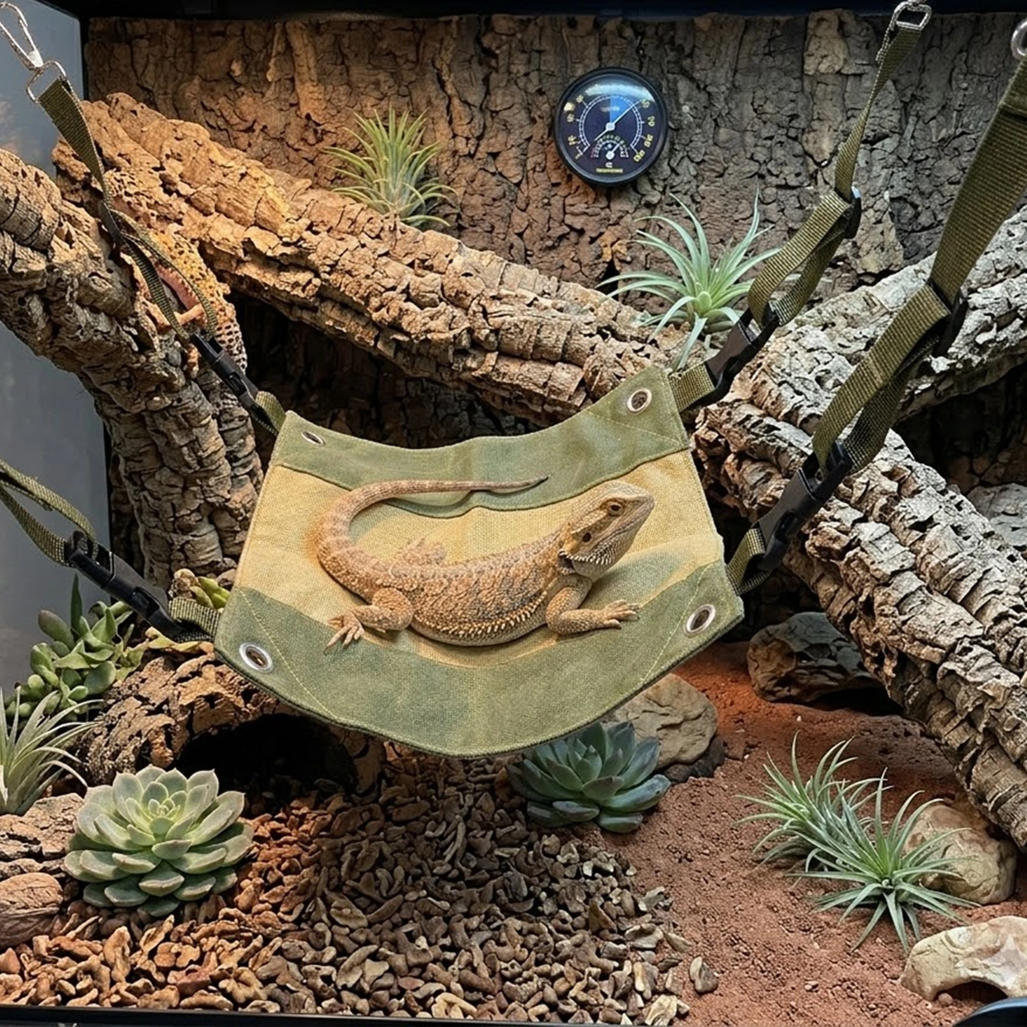 Lizard Hammock Canvas Chew Resistant Durable Hanging Style Reptile Pet Chameleon Playing Hiding Climbing Frame Adjustable