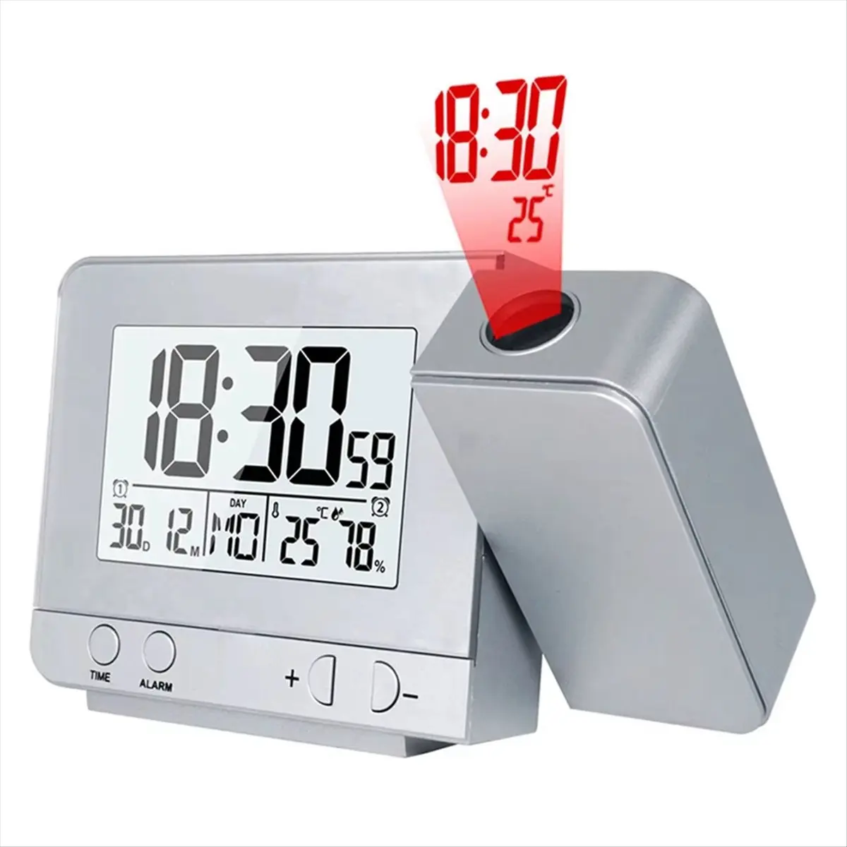 《Factory Direct》Clock with Digital Date Snooze Function Backlight Watch Wall Projector Desk Table Led Clock with Time Projection