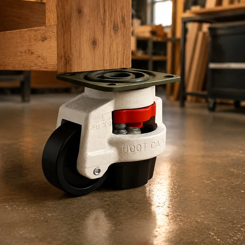 Durable Workbench and Vending Equipment Caster with Height Adjustment and Slip-Resistant Wheels