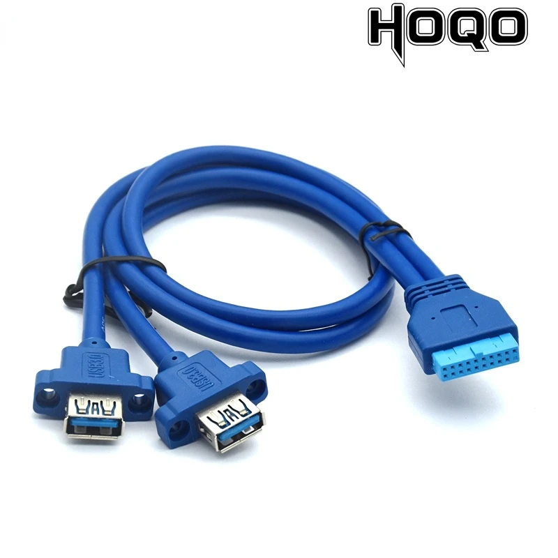 

USB3.0 Dual Port to 20pin female,USB 3.0 Female Screw Mount Panel Type to Motherboard 20Pin Cable,20pin to 2*USB Conversion cabe