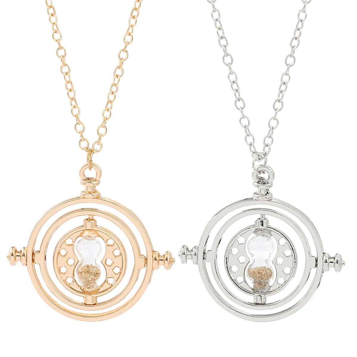Magic Time Turner Necklace 360 Rotatable Hourglass Potters Cosplay Astronomical Converter Fans Gift image 2
