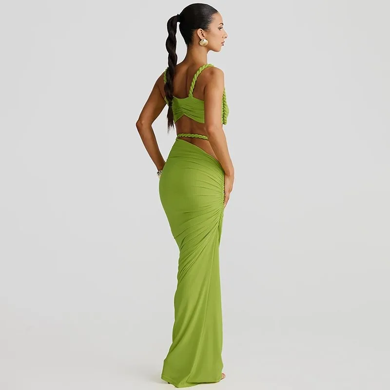 

Women's Clothing 2026 Spring Fall New Sexy Solid Color Halter Small Suspender Vest Hip Skirt Set European and American Wholesale