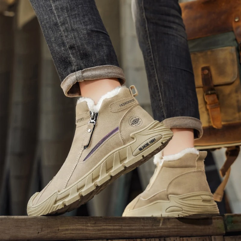 

Высокие хлопковые туфли с флисом. Тепло. Модная мужская осенне-зимняя студенческая обувь больших размеров. Спортивная и повседневная модная обувь.