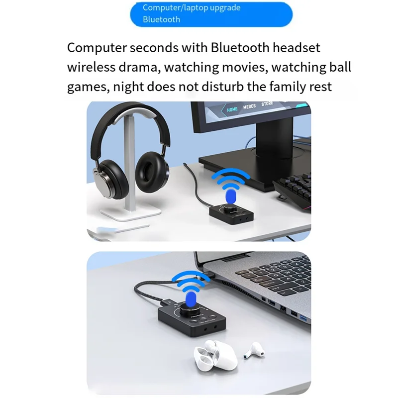 Контроллер звука USB Компьютерная ручка регулировки громкости Bluetooth-совместимая - Ручка регулировки внешнего регулятора громкости-ABQU