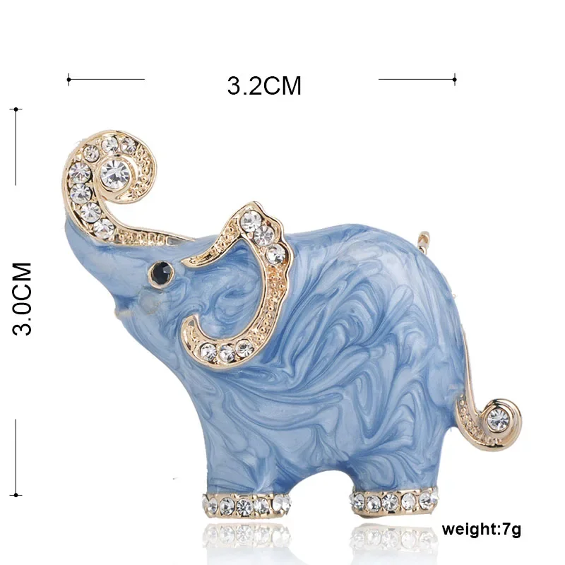 Blucome New Arrival lovely Blue Texture Enamel Elephant Shape Brooch Crystal Pins Brooches For Women Kids Scarf Clothes Jewelry