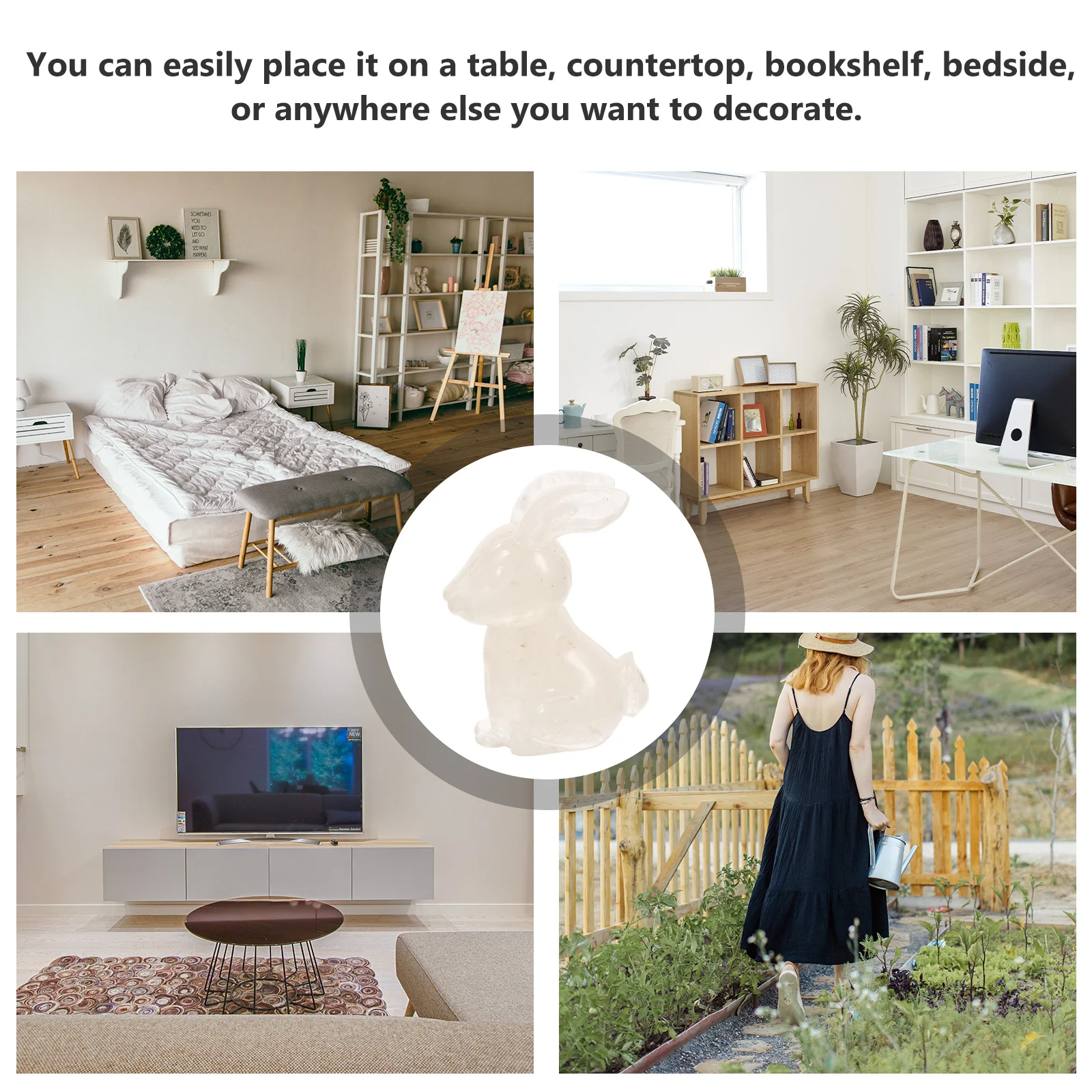 

Small Animal Statues Resin Cartoon Bunny Decor for Desktop Garden Micro Landscape Home Office Tabletop Decoration Rabbit