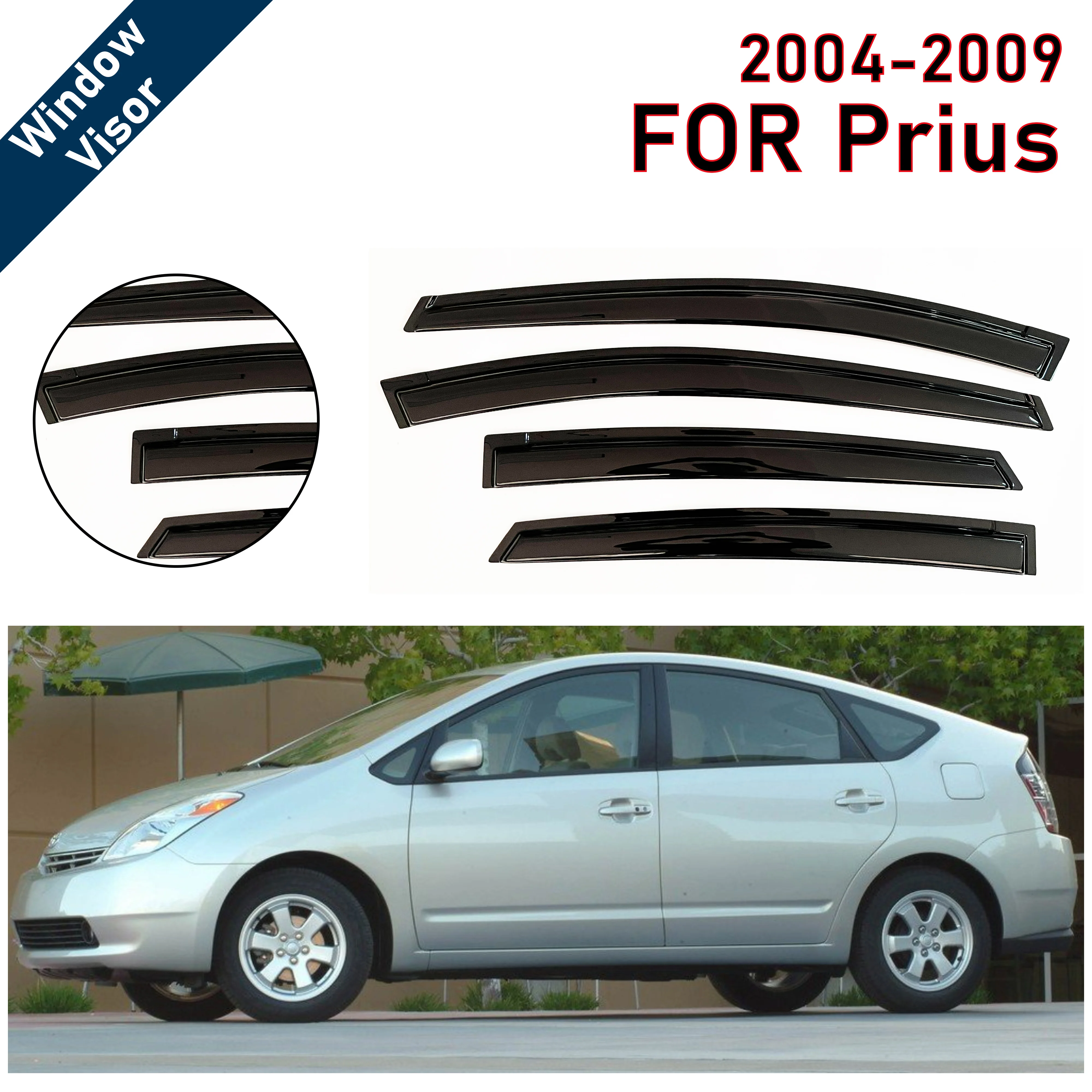 

4 шт. новейшей модели солнцезащитного козырька на окно автомобиля для Prius 2004-2009, оконный козырек от дождя, оконные козырьки от дождя