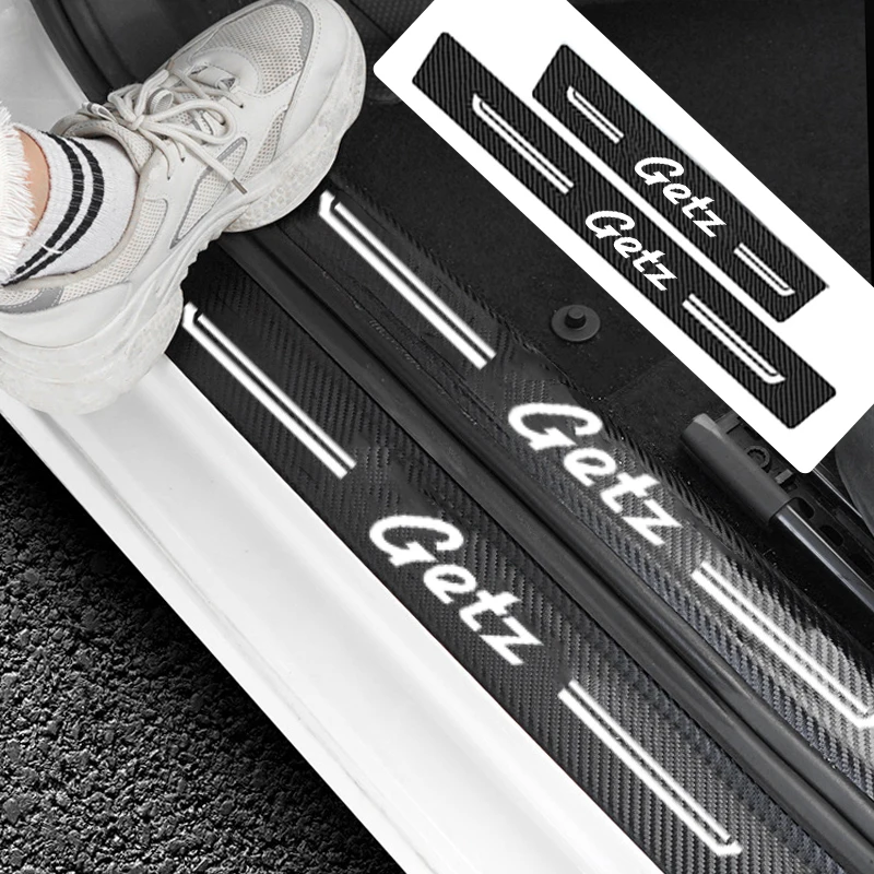 Car Accessories for Hyundai GETZ Badge Carbon Fiber Door Threshold Sill Strip Scuff Plate Decals Protector Stickers Pedal Guards