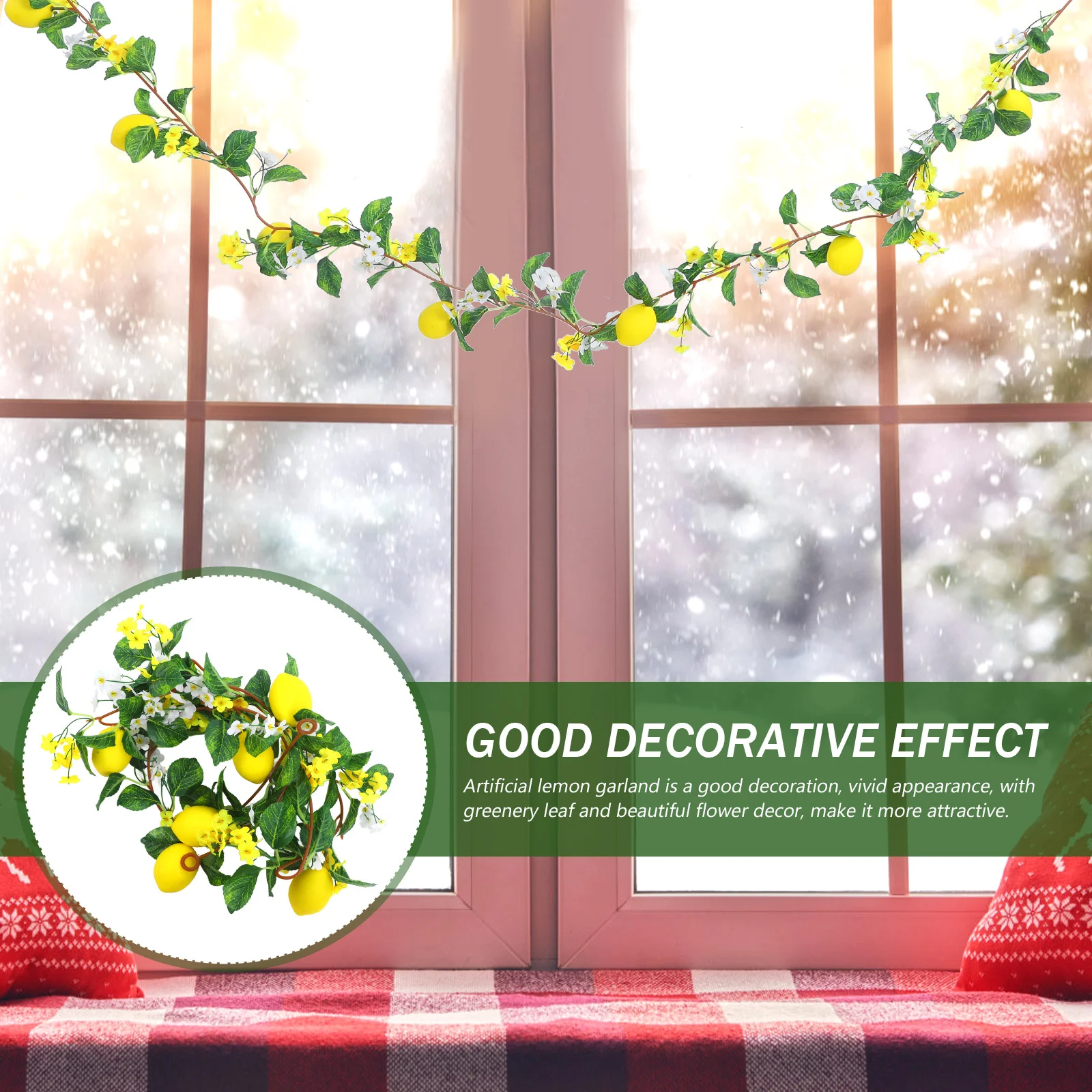 

Simulated Lemon Green Plants Garland for Mantle Greenery Fake Artificial Lemons Branches Silk Cloth Fireplace