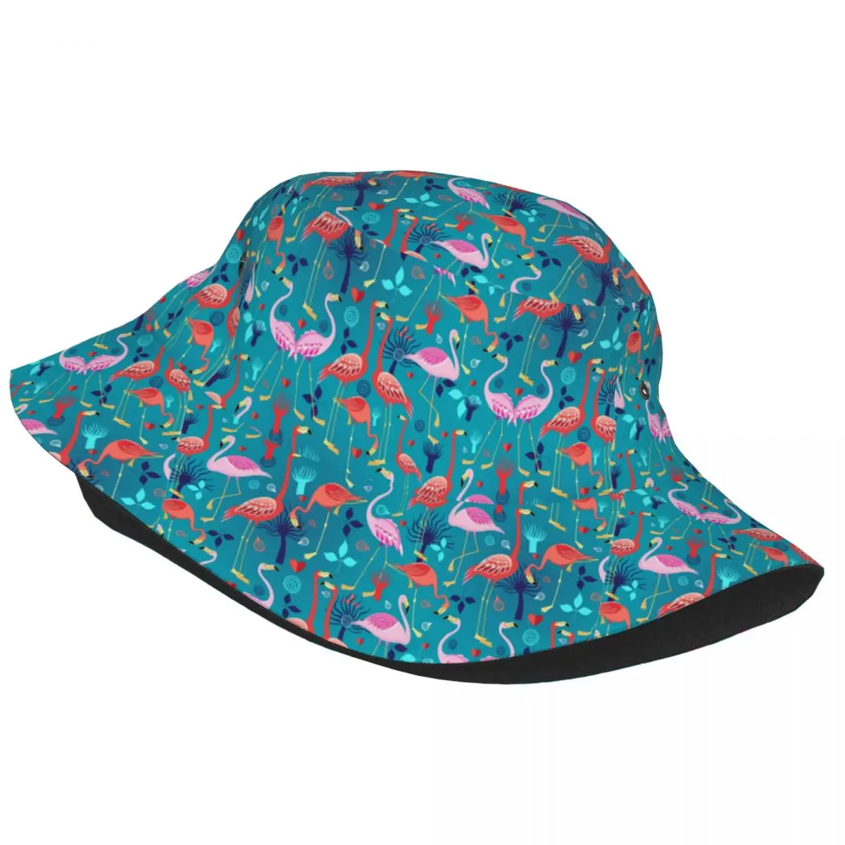 Custom Beautiful Pattern Lovers Flamingo Bucket Hat Women Men Fashion Summer Beach Sun Fisherman Cap