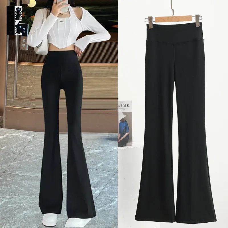 

Женские брюки Shark: подтягивающие живот, осенние легкие дышащие расклешенные брюки для йоги с высокой талией в качестве базового слоя