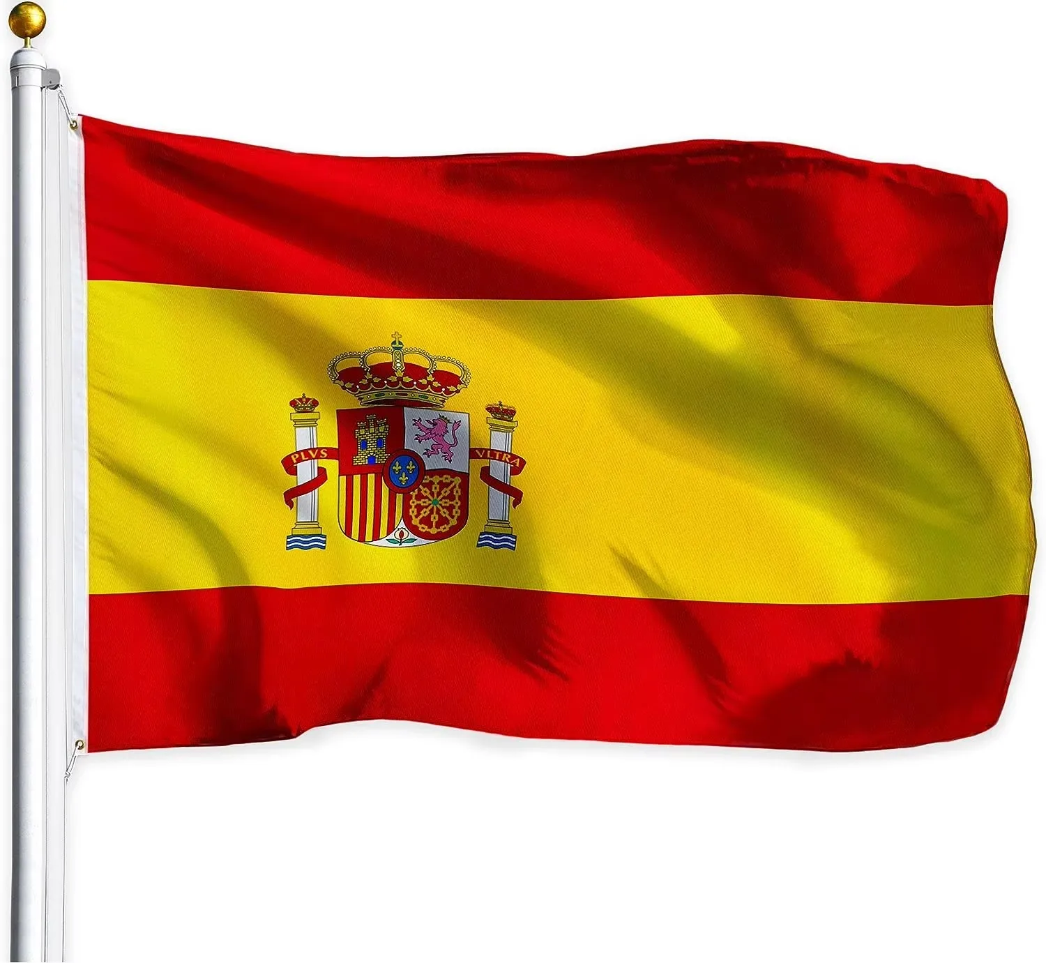 Spain Spanish Flag 3x5 Outdoor Double Sided Embroidered Image Spanish Flags Longest Lasting with Sewn Stripes 4 Stitch Hemming B