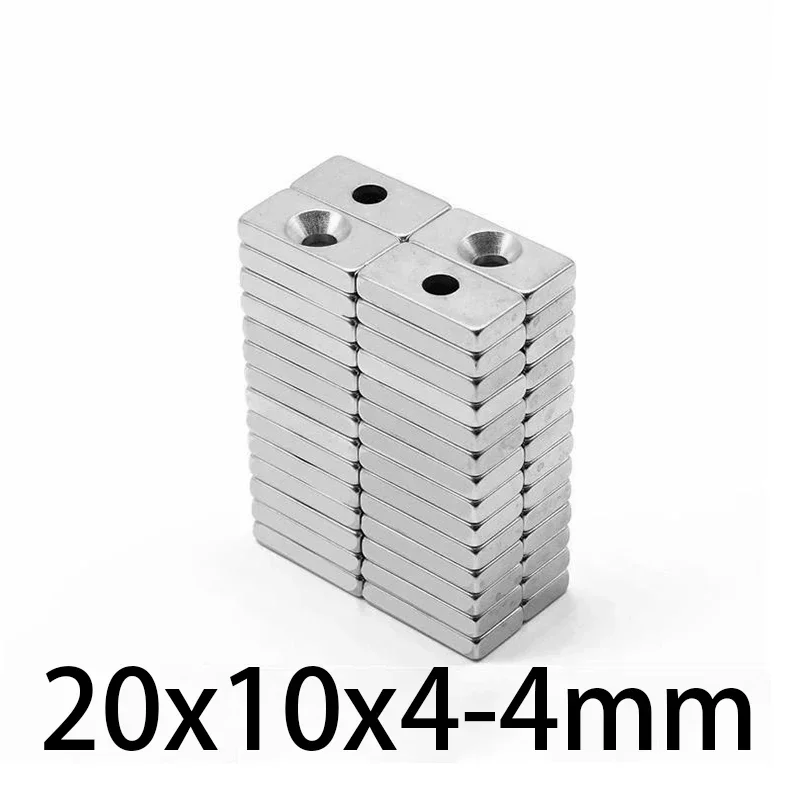 20x10x4-4mm Strong Quadrate Magnet Hole 4mm 20*10*4-4 Strong Block Magnets For Fridge DIY Building Scientific Craft 20x10x4-4