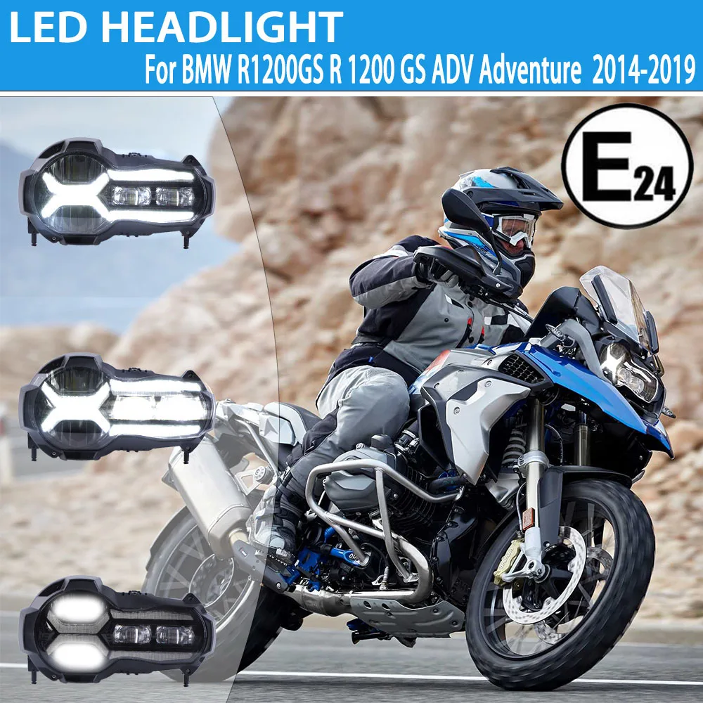 E24 Emark Black Led Headlight Headlamp For BMW R1200GS R 1200 GS ADV Adventure  2014-2019 Motorcycle Head Lamp Plug and Play