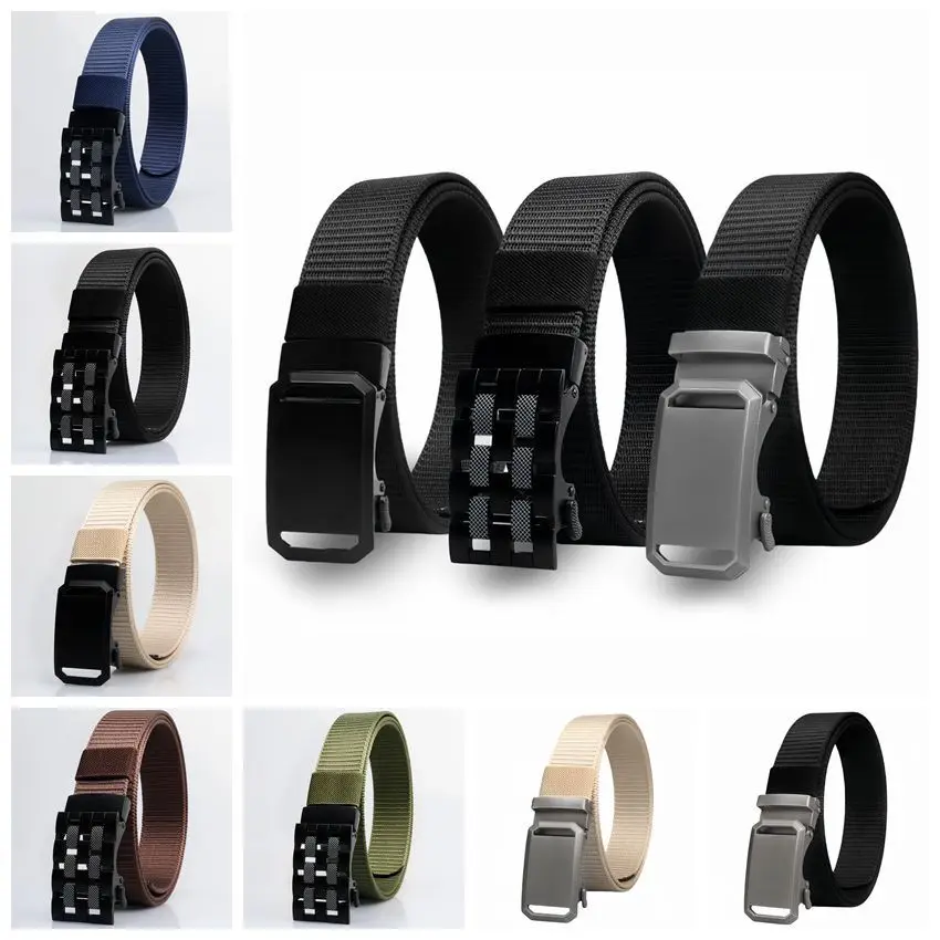 Fashion Alloy Buckle Tactical Belt Men's Automatic Buckle Casual Business Belt Hundreds of Practical Trouser Belt