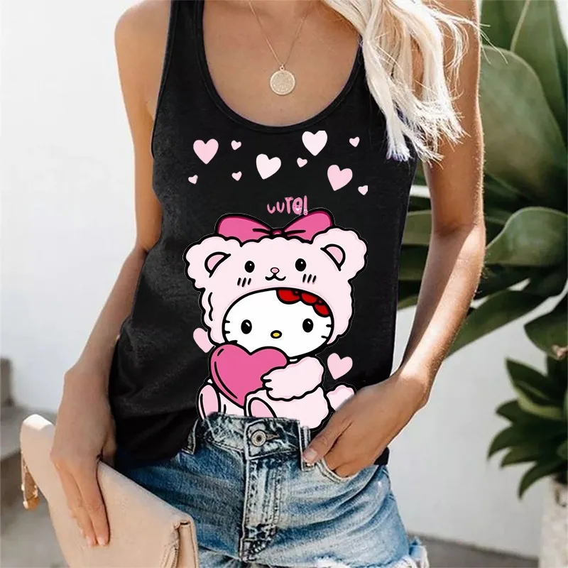 

Sanrio Hello Kitty Korean Version Cute Embroidery Camisole Women Spring Summer Slim Fit Hot Girl Top Trendy Versatile Simple Top