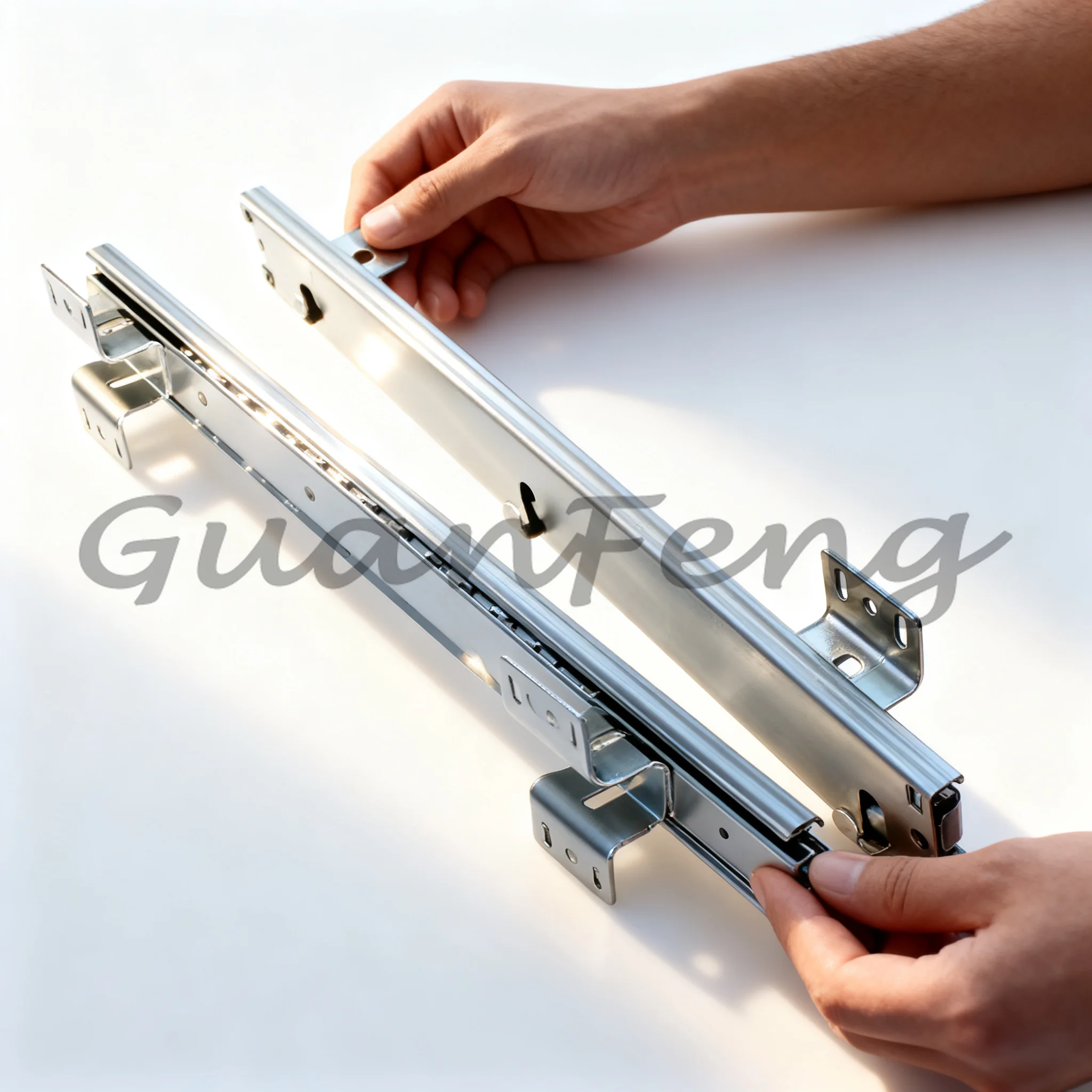 3 Section Cabinet Drawer Slide Rail Bottom Side Mount Kitchen Hardware for Seasoning Pull Basket Installation