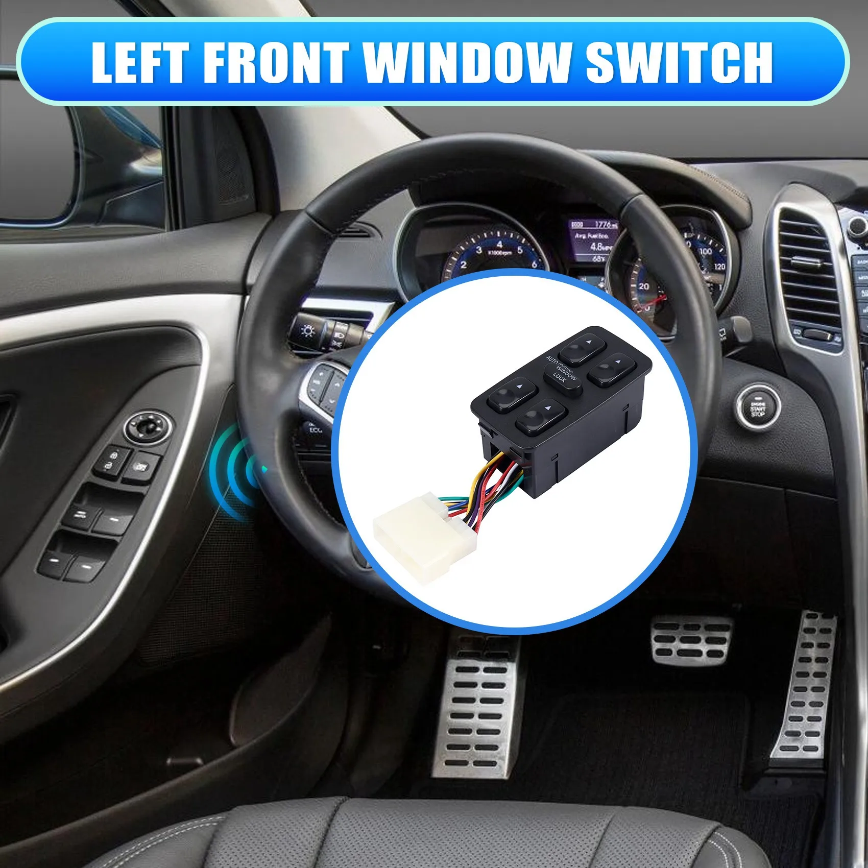 Front Left Driver Side Electric Power Master Window Switch 9357028001 For 1992-1994 Elantra Galloper 93570-28001-A61E