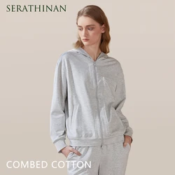 K1687L Autumn Basic simplicity High quality women's Clothing 95% combed cotton sweatshirt solid top hoodie Ladies hooded clothes