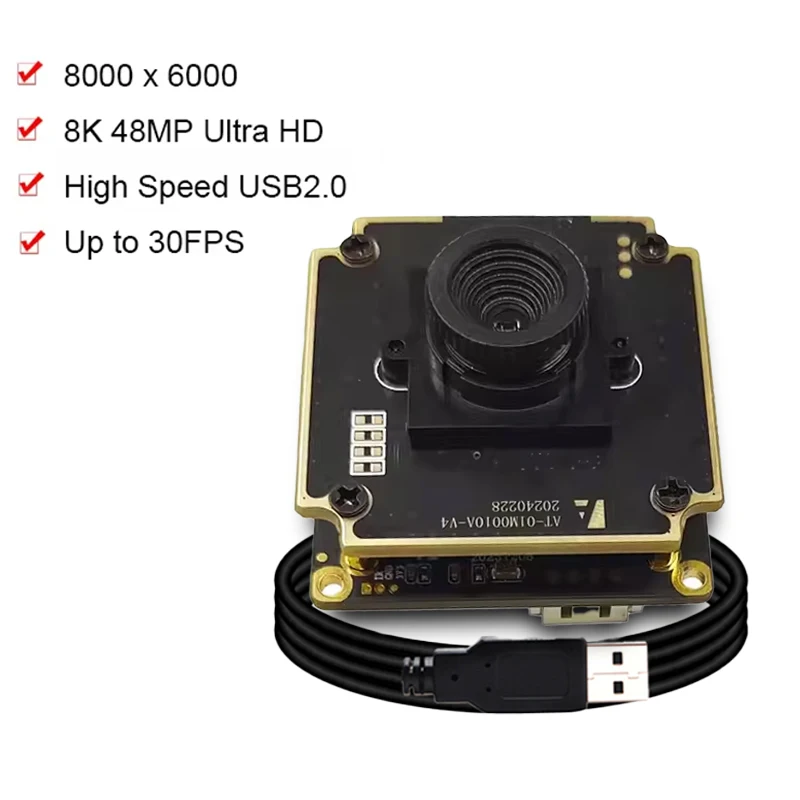

48MP 8000Hx6000V CMOS Sensor Ultra HD High Speed USB2.0 Camera Module Manual Focusing UVC Free Driver Industrial Webcam