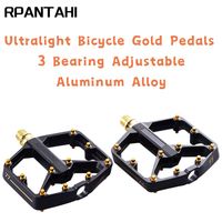 RPANTAHI Ultralight Bicycle Gold Pedals 3 Bearing Adjustable Aluminum Alloy Compatible with MTB Mountain Bike BMX Cycling Part