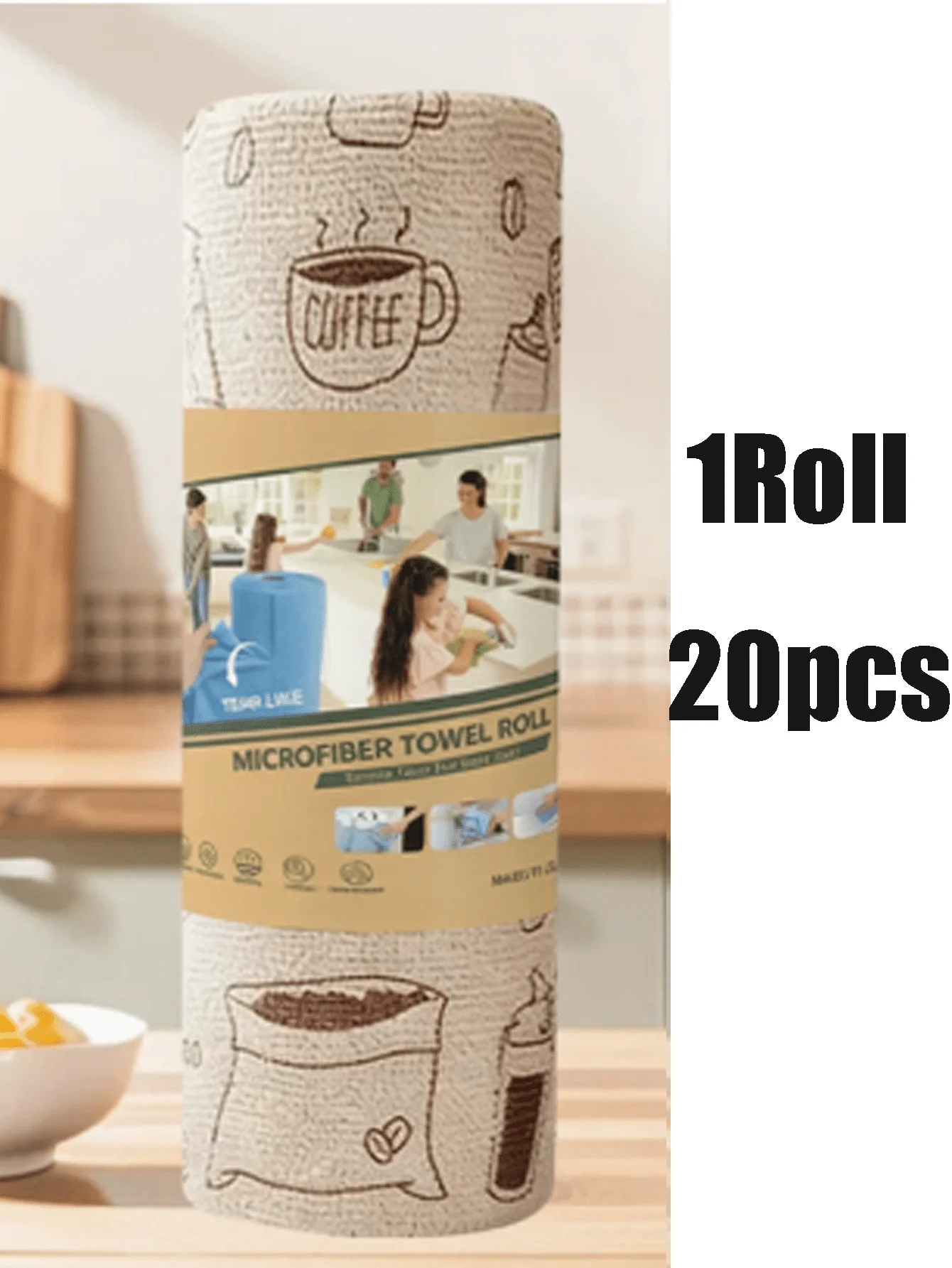 1 Roll/20pcs Reusable Super Absorbent Microfiber Cleaning Wipes - Highly Absorbent, Durable And Machine Washable Kitchen Towels, Suitable For Washing Dishes, Cleaning Countertops, Floors - Multipurpose Household Cloths, Modern Square Design,