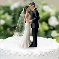 Elegant Bride & Groom Wedding Cake Topper with Veil 4.3\