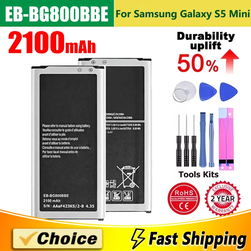 EB-BG800BBE/CBE,Brand New Replacement Phone Lithium Battery+Tool,For Samsung Galaxy S5 Mini G800 SM-G800F/H G870A/W G800A/Y/R