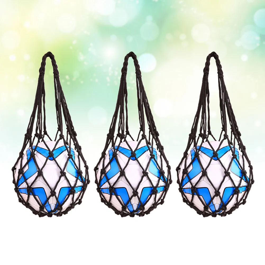 

3 Pcs Basketball Storage Net Bag Carrying Mesh Soccer Carrier Black Football and Bags