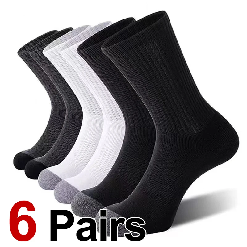 

6 Pairs Men Spring Autumn Basketball Sports Socks Anti Odor Sweat Absorbing All Seasons General Running Fitness Casual Socks