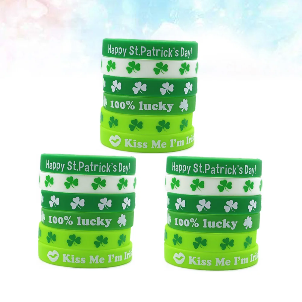 

18Pcs Clover Wristbands Clover Wristband Soft Durable Party Bracelets StPatricks Gifts Kids Fitness Accessories