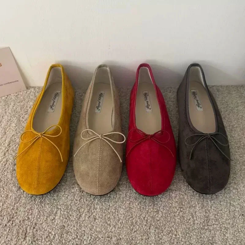 Neue Herbst-Frühlings-Damenschuhe, flache Ballerinas, weiche runde Zehenpartie, modische flache Slipper für Damen. – Detail 5