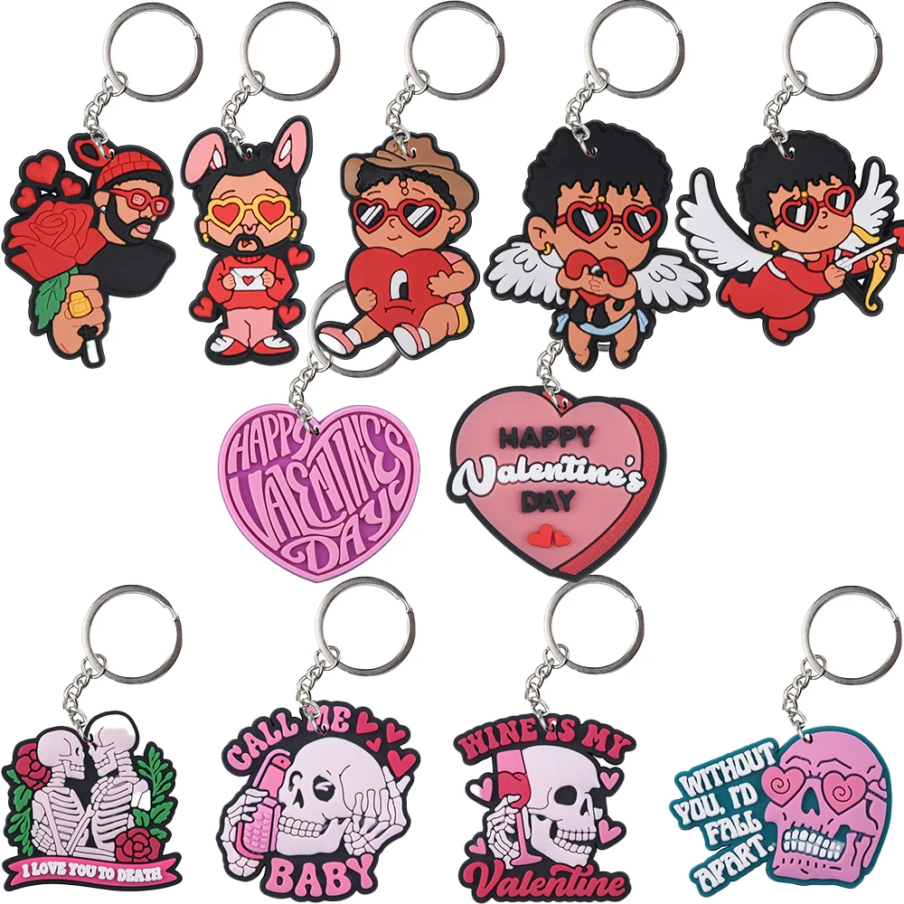 Men Women Food Keychains Boys Girls Ice Cream Keyrings Kids Drinking Water Key Chains Pink Heart Key Rings For Birthday Gifts