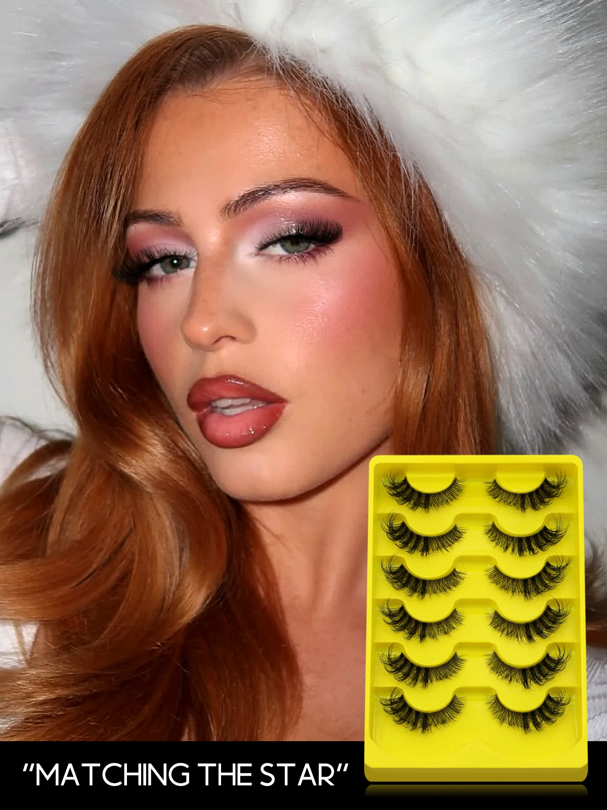 Lasvirey Natural Cat Eye Lashes Fluffy False Lashes Soft Natural Curl Fluffy Clear Stem Lashes Faux Mink Lashes Extension Makeup