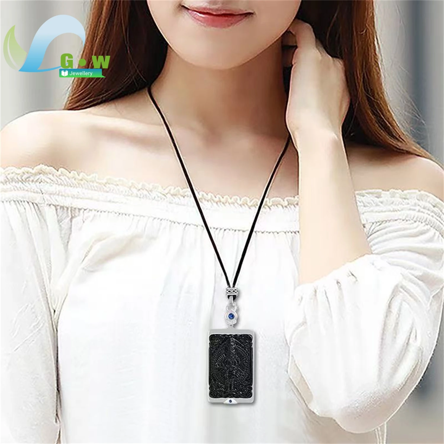 Natural Grade A Jadeite Dark Ice Thousand Hand Guanyin Pendant Hanging Jade Amulet Necklace Unisex Carved Gemstone Jewelry