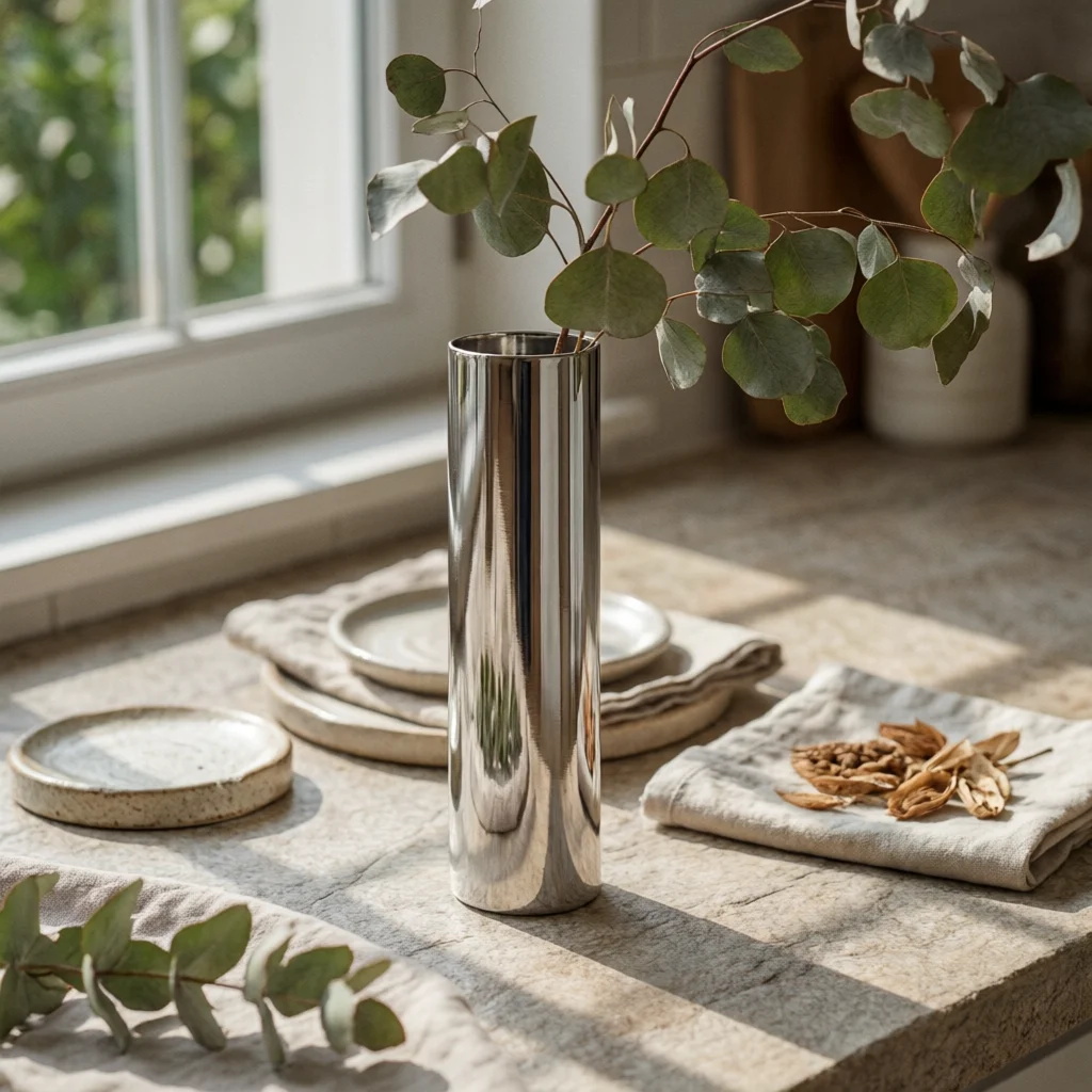 Vase with Cutouts Silver Cut-out Vase Minimalist Versatile for Home Decor, Tabletop