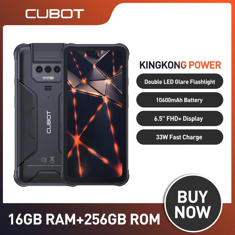 

Cubot KingKong Power Global Rugged Smartphone Waterproof Android 13 8GB+256GB 10600mAh 6.5&quot FHD+ Phone NFC